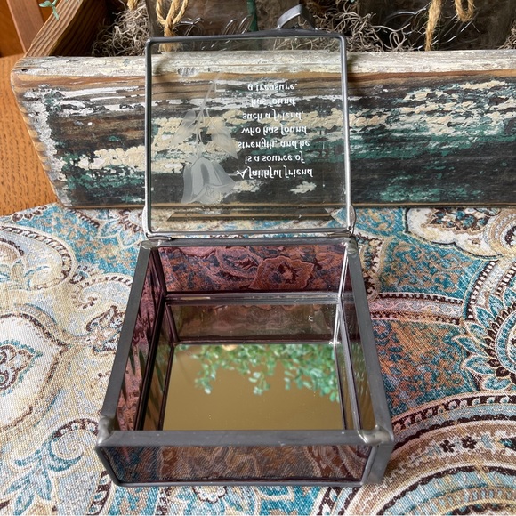 Trinket Box Leaded Glass lavender Faithful Friends - Picture 4 of 12
